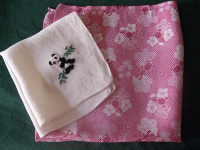 Silk handkerchief from Shanghai and furoshiki(traditional Japanese wrapping cloth).